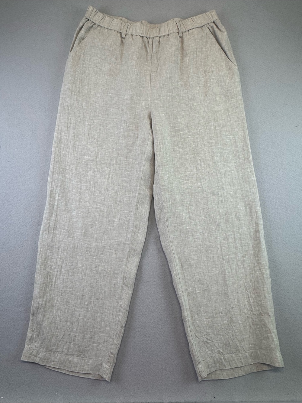 Quince Light Taupe Linen Ankle Pants